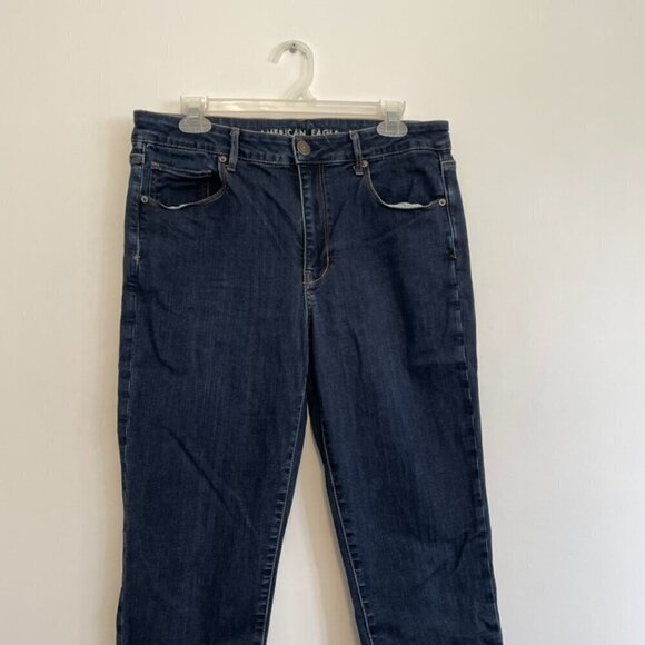 AMERICAN EAGLE Super Stretch Hi-Rise Skinny Dark Wash High Waisted Skinny Jeans - Picture 3 of 16